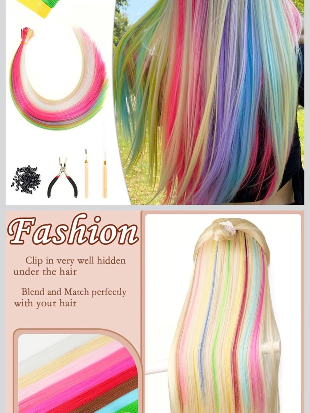 Colorful Hair Extension Clips – 30+ Pieces